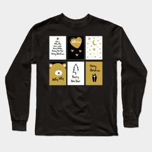 Merry Christmas cards 1 - black, white and gold Long Sleeve T-Shirt